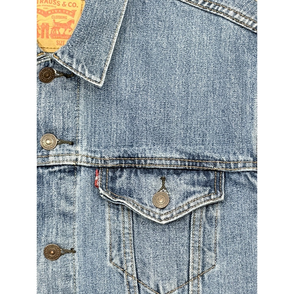 Levis Relaxed Fit Trucker Jean Jacket Denim Red Tab Blue Mens Large 72335-0042 - Picture 8 of 16